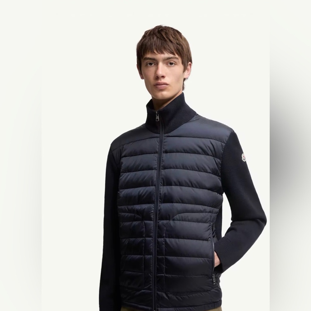 Moncler Padded Zip-Up Cardigan

Navy color, size large, great condition.